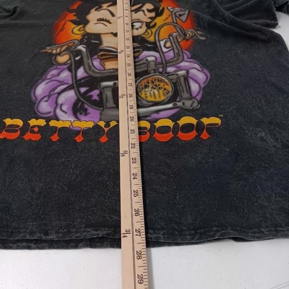Betty Boop Shirt Womens Large‎ Black Acid Wash Graphic Airbrush Motorcycle Biker - Picture 7 of 8